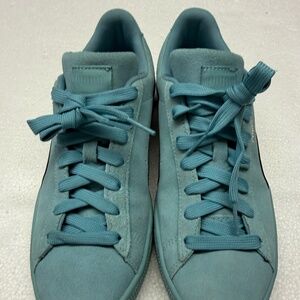 PUMA Kids Girls Suede Aurora Lace Up Sneakers Shoes Casual - Blue - Size 7 girls